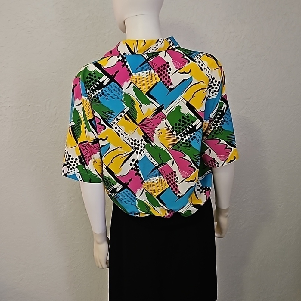 VTG JORDAN 1980s Colorful Graffiti Blouson Blouse - Picture 6 of 8